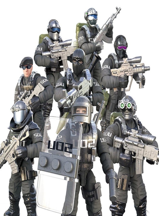 MEIEST SWAT Model Equipment Assembly Building Block Toys,8 PCS City Police Action Mini-Figures with Multiple Military Weapons Accessories,Party Favors Set - Image 1